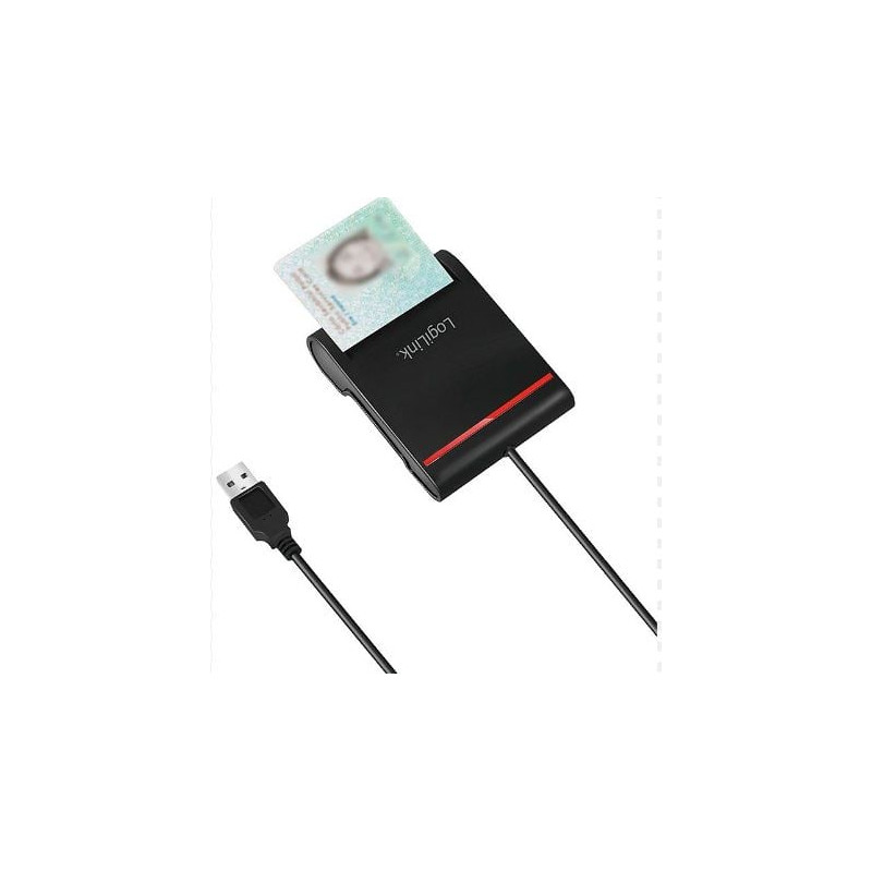 Lettore smart card logilink smart-id usb2.0 nero [cr0047]