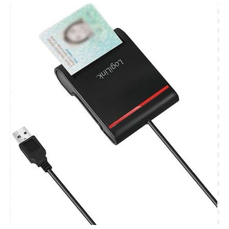 Lettore smart card logilink smart-id usb2.0 nero [cr0047]