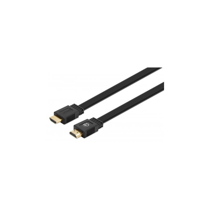 Cavo hdmi manhattan high speed con ethernet piatto 10m nero