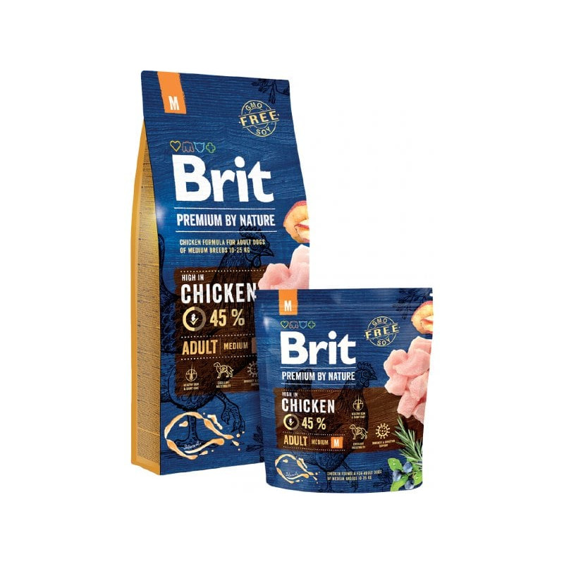 Cibo secco per cani brit premium by nature adulto m con pollo 3kg