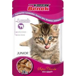 Cibo umido per gatti super benek junior con agnello in salsa 100g