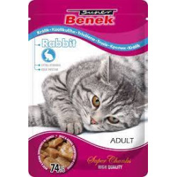 Cibo umido per gatti super benek adult con pezzi di coniglio in salsa