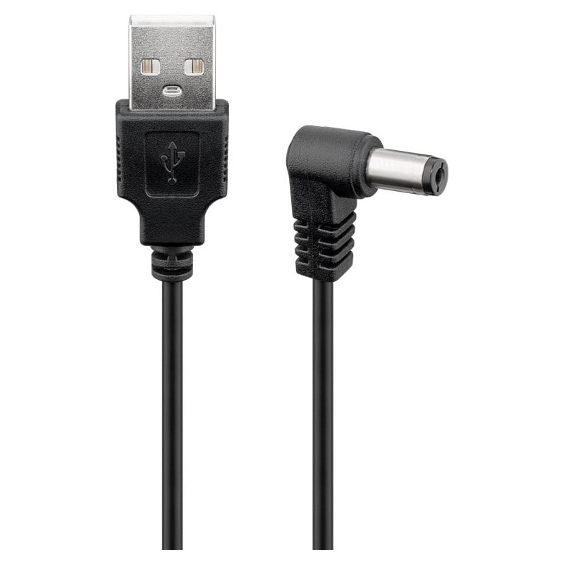 Cavo usb goobay tipo-a a dc 5.5 x 2.1mm m/m angolato 1m nero