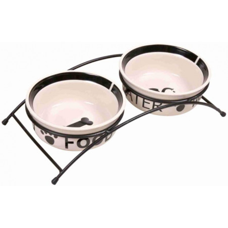 Ciotola trixie per cane/gatto 0.6l 15cm nero/bianco