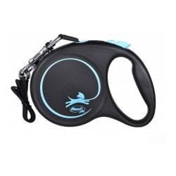 Guinzaglio rettratile flexi design nero s 15kg/5m blu