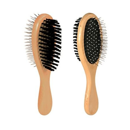 Spazzola bifacciale trixie per cane 6x21cm legno [tr-2315]