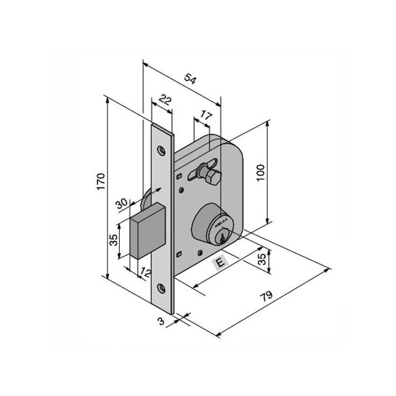 Serrature welka per cancelletti 065 catenaccio 30mm x 45mm [06545000]