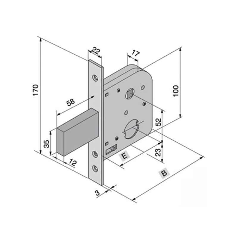 Serratura a scrocco welka 1uscita 45mm [07545000]