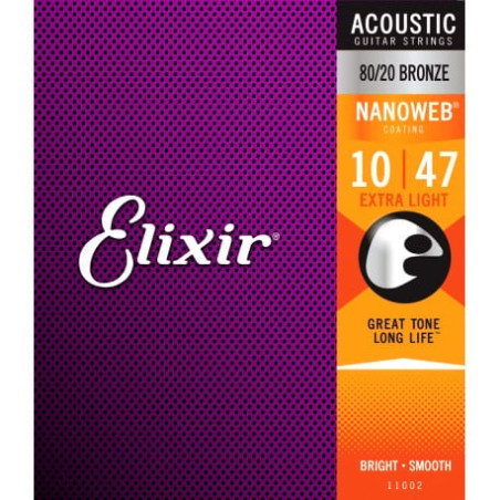 Corde chitarra acustica elixir nanoweb 11002 extra light 10-47