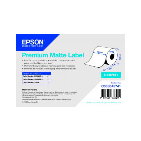 Etichette epson premium matte rotolo continuo 102 mm x 60 m [c33s045741]