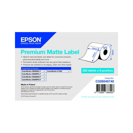 Etichette epson premium matte rotolo fustellato 105 mm x 210 mm 282