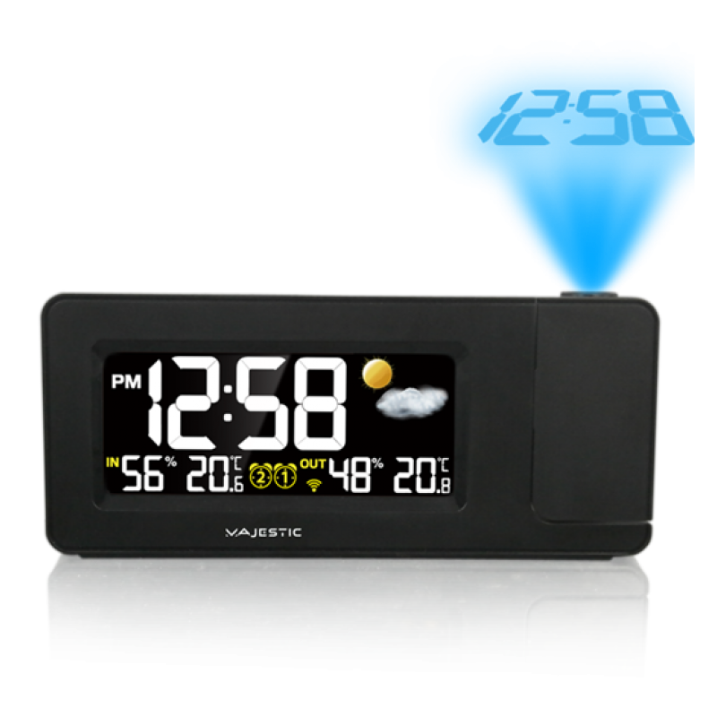 Sveglia majestic con postazione barometrica e proiezione nero