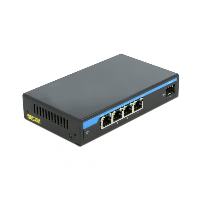 switch delock giga ethernet 4p poe+1sfp [87765]
