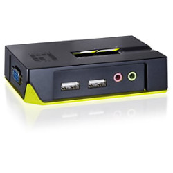 Switch kvm levelone 2-port 2*usb mit audio black edition [kvm-0221]