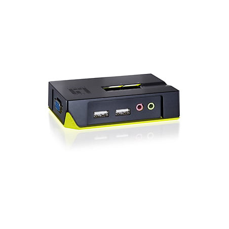 Switch kvm levelone 2-port 2*usb mit audio black edition [kvm-0221]