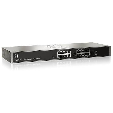 Switch levelone 16 porte 10/100/1000 mbps argento [gsw-1657]