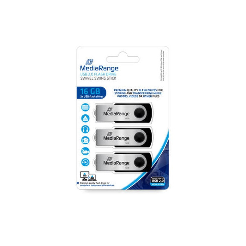 Pen drive 16gb mediarange usb 3*16gb 3pz [mr910-3]