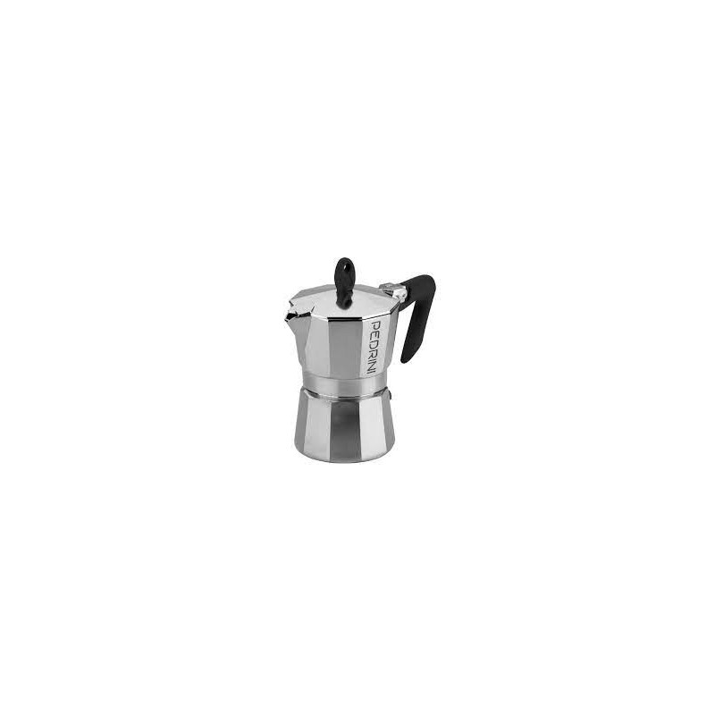 Caffettiera pedrini espresso 2 tazze alluminio lucidato manico nero