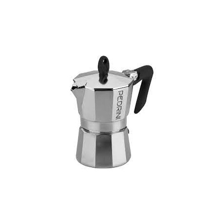 Caffettiera pedrini espresso 2 tazze alluminio lucidato manico nero