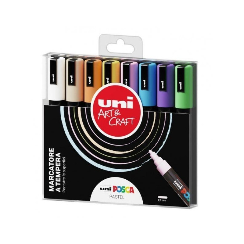 Marcatore a tempera osama posca cf8 punta media 8pz multicolore [mpc5m8p]