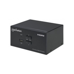 Switch kvm manhattan hdmi 2 porte doppio monitor 4k nero