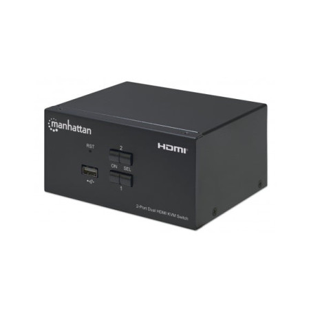 Switch kvm manhattan hdmi 2 porte doppio monitor 4k nero