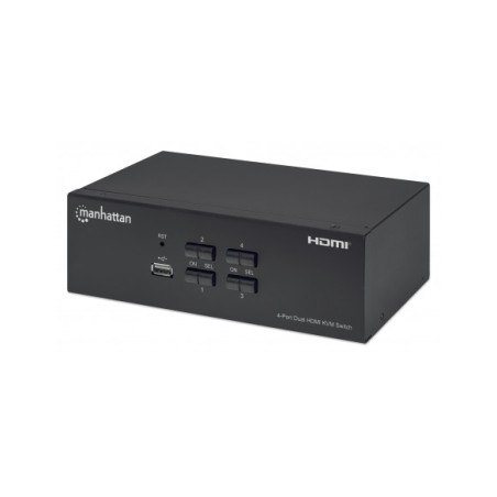 Switch kvm manhattan hdmi 4 porte doppio monitor 4k nero