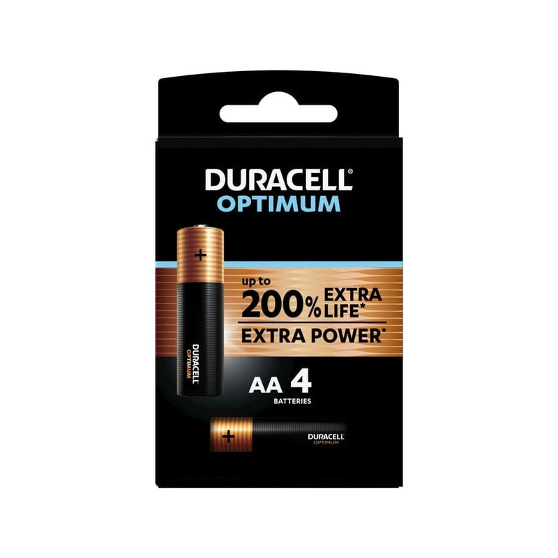 Pile duracell optimum aa stilo alcaline 1.5 v 4 pz [lr06 mx1500]