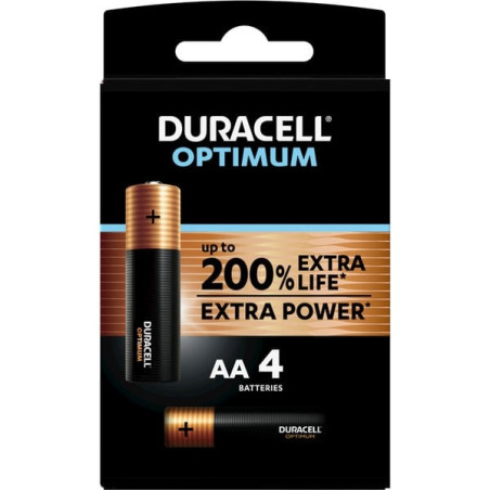 Pile duracell optimum aa stilo alcaline 1.5 v 4 pz [lr06 mx1500]