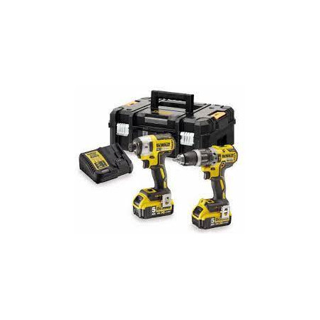 Trapano a percussione dewalt set combinato 18v xr 2x5.0ah [dck266p2t]