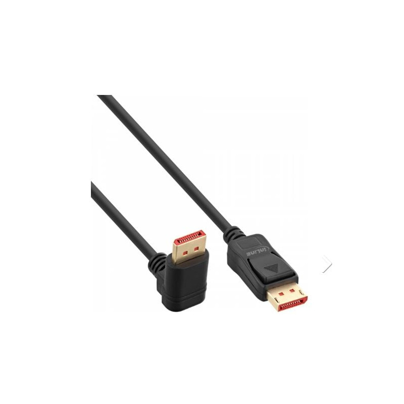 Cavo displayport inline 1.4 8k4k angolato verso il basso 1 m nero/oro
