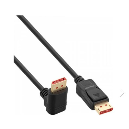 Cavo displayport inline 1.4 8k4k angolato verso il basso 1 m nero/oro