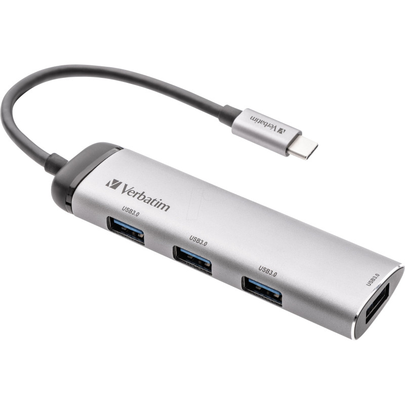 Hub usb verbatim tipo-c 4-porte usb3.2 argento [49147]