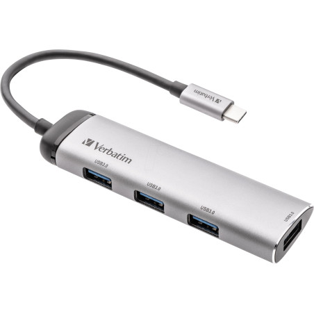 Hub usb verbatim tipo-c 4-porte usb3.2 argento [49147]