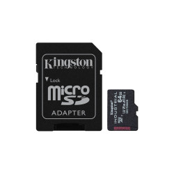 64gb scheda microsdxc kingston industrial c10 a1 pslc + adattatore