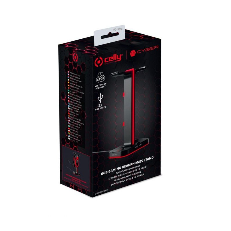 Supporto cuffie da gioco celly rgb nero [cyberstationbk]