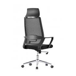 Sedia per ufficio techly con schienale alto e base cromata nero