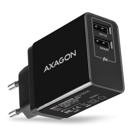 Alimentatore da rete axagon acu-ds16 2x usb-a smart 5v 1.2a
