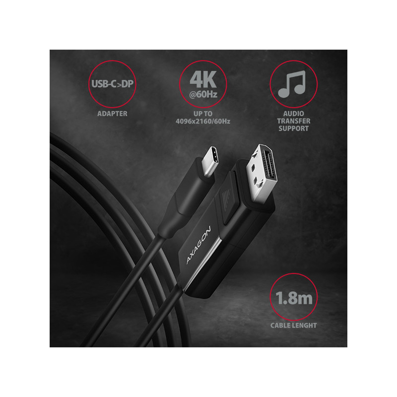 Cavo usb axagon rvc-dpc usb-c a displayport 1.8m 4k/60hz