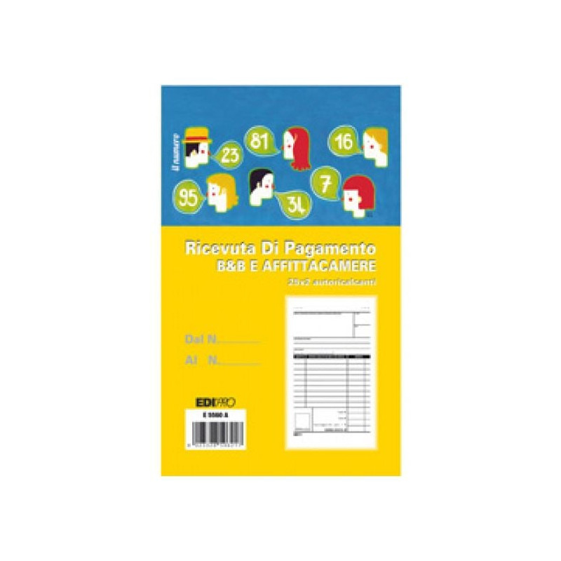 Blocco ricevute edipro bb affitta camere 25x2 autoricalcante [e5560a]