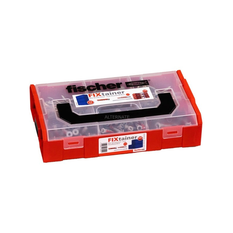 Portautensile fischer fixtainer duopower/duoseal con viti rosso/trasparente