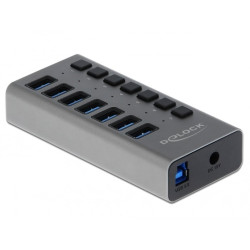 Hub usb superspeed esterno 7 porte + switch grigio [63669]