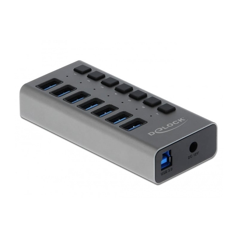 Hub usb superspeed esterno 7 porte + switch grigio [63669]