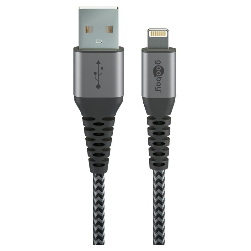 Cavo da lightning goobay a usb a 1m grigio siderale/argento [49296]