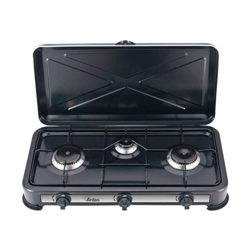 Fornello a gas ardes gpl 3f 2900w c/cop nero [ar1fg03]