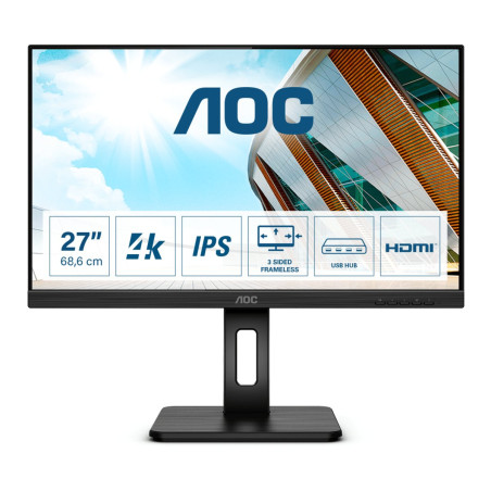 Monitor led 27" aoc u27p2ca 4k ultra hd 3840x2160p 4ms classe