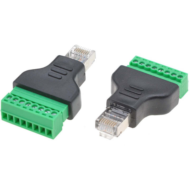 Adattatore connettore terminal block techly rj45 maschio 8 pin nero/verde