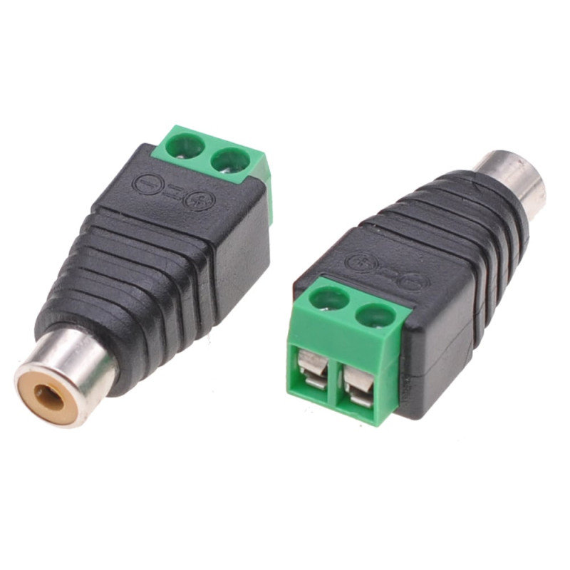 adattatore connettore terminal block techly 2-pin a rca femmina
