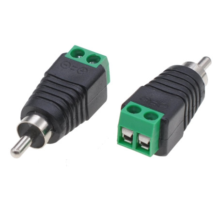 Adattatore connettore terminal block techly 2-pin a rca maschio