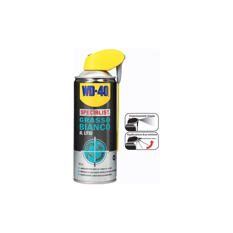 Grasso lubrificante spray wd40 bianco al litio 400ml [39390]